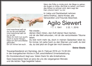 Traueranzeige von Agilo Siewert von Frankenpost