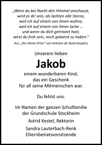 Traueranzeige von Jakob  von Neue Presse Coburg