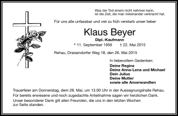 Traueranzeige von Klaus Beyer von Frankenpost