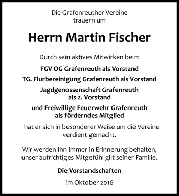 Traueranzeige von Martin Fischer von Frankenpost