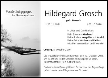 Traueranzeige von Hildegard Grosch von Neue Presse Coburg