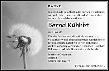 Traueranzeige von Bernd Kühhirt von Südthüringer Presse