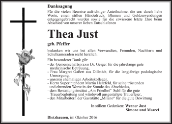 Traueranzeige von Thea Just von Südthüringer Presse