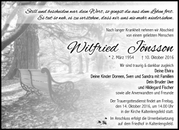 Traueranzeige von Wilfried Jönsson von Südthüringer Presse