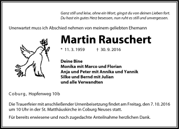 Traueranzeige von Martin Rauschert von Neue Presse Coburg