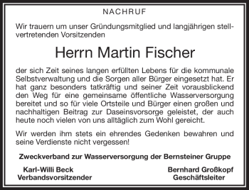 Traueranzeige von Martin Fischer von Frankenpost