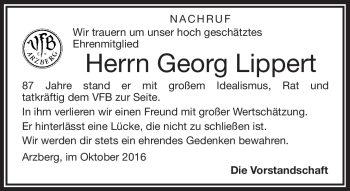 Traueranzeige von Georg Lippert von Frankenpost