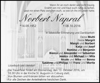 Traueranzeige von Norbert Napral von Neue Presse Coburg