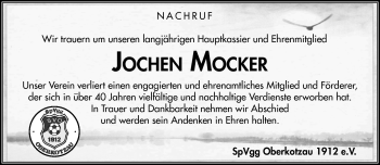 Traueranzeige von Jochen Mocker von Frankenpost