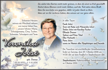 Traueranzeige von Veronika Jobst von Südthüringer Presse