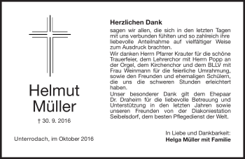 Traueranzeige von Helmut Müller von Neue Presse Coburg