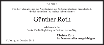 Traueranzeige von Günther Roth von Neue Presse Coburg