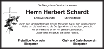 Traueranzeige von Schardt Herbert von Frankenpost