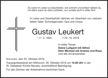 Traueranzeige von Gustav Leukert von Neue Presse Coburg