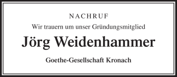 Traueranzeige von Jörg Weidenhammer von Neue Presse Coburg