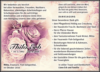 Traueranzeige von Thilo Erb von Südthüringer Presse