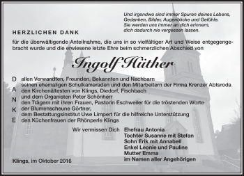 Traueranzeige von Ingolf Hüther von Südthüringer Presse