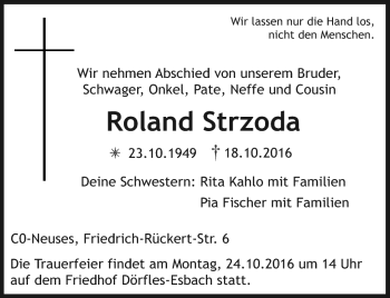Traueranzeige von Roland Strzoda von Neue Presse Coburg