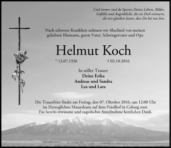 Traueranzeige von Helmut Koch von Neue Presse Coburg