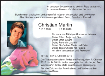 Traueranzeige von Christian Martin von Neue Presse Coburg