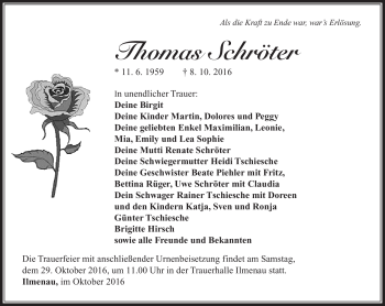 Traueranzeige von Thomas Schröter von Südthüringer Presse