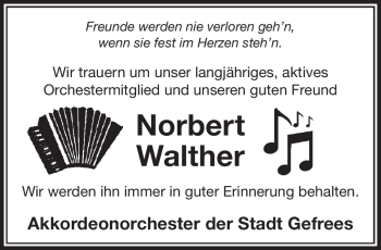Traueranzeige von Norbert Walther von Frankenpost