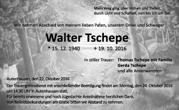 Traueranzeige von Walter Tschepe von Neue Presse Coburg