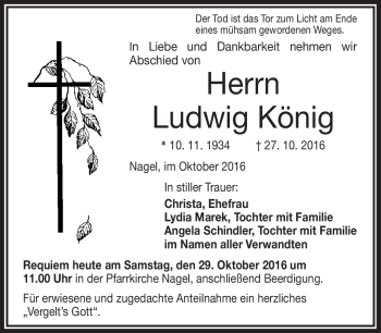 Traueranzeige von Ludwig König von Frankenpost