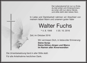 Traueranzeige von Walter Fuchs von Frankenpost