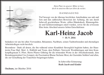 Traueranzeige von Karl-Heinz Jacob von Südthüringer Presse