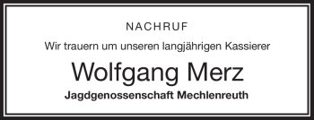Traueranzeige von Wolfgang Merz von Frankenpost