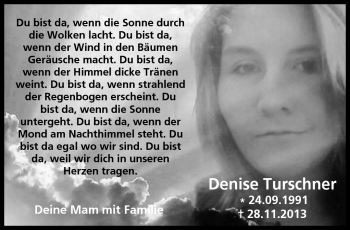 Traueranzeige von Denise Turschner von Neue Presse Coburg