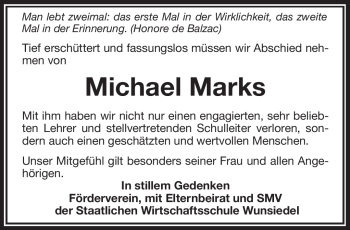 Traueranzeige von Michael Marks von Frankenpost