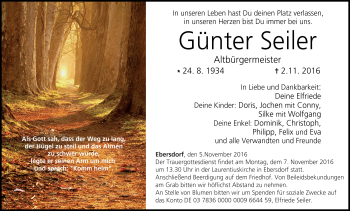 Traueranzeige von Günter Seiler von Neue Presse Coburg
