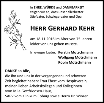 Traueranzeige von Gerhard Kehr von Neue Presse Coburg