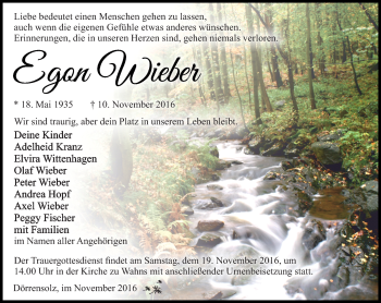 Traueranzeige von Egon Wieber von Südthüringer Presse