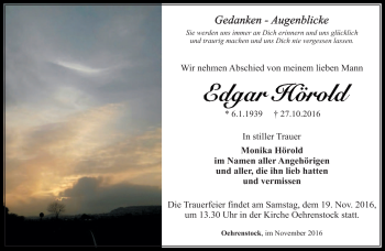 Traueranzeige von Edgar Hörold von Südthüringer Presse