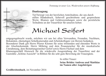 Traueranzeige von Michael Seifert von Südthüringer Presse