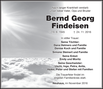 Traueranzeige von Bernd Georg Findeisen von Südthüringer Presse