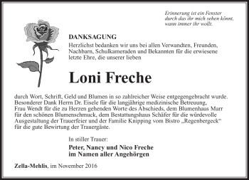 Traueranzeige von Lochi Freche von Südthüringer Presse
