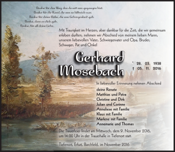 Traueranzeige von Gerhard Mosebach von Südthüringer Presse