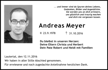 Traueranzeige von Andreas Meyer von Neue Presse Coburg