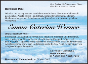 Traueranzeige von Emma Caterina Werner von Südthüringer Presse