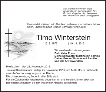Traueranzeige von Timo Winterstein von Neue Presse Coburg