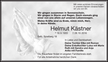 Traueranzeige von Helmut Kästner von Frankenpost