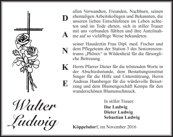 Traueranzeige von Walter Ludwig von Südthüringer Presse