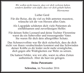 Traueranzeige von Gerd Göcking von Südthüringer Presse