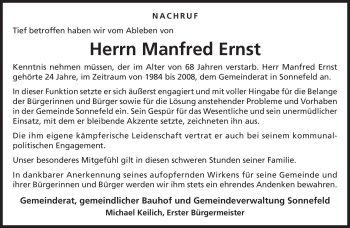 Traueranzeige von Manfred Ernst von Neue Presse Coburg
