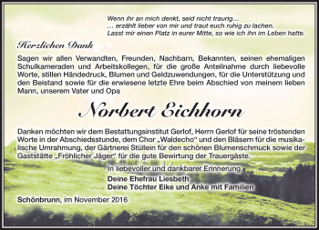 Traueranzeige von Norbert Eichhorn von Südthüringer Presse