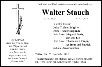 Traueranzeige von Stauch Walter von Neue Presse Coburg